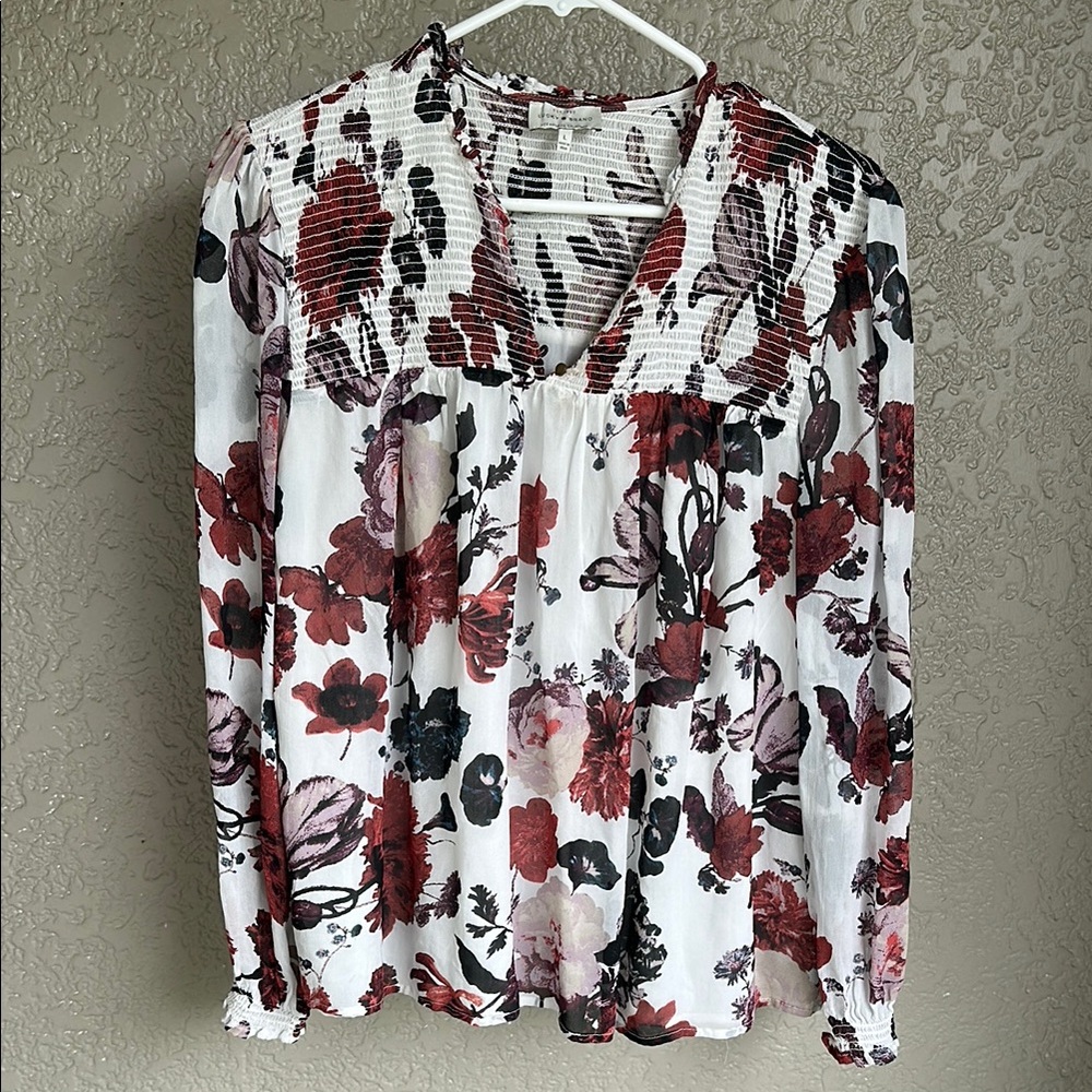 Floral Print Women's Top - Red and Black